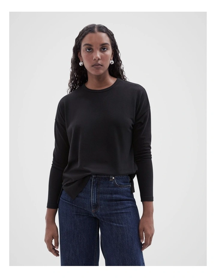 Cosy Long Sleeve Tee in Black
