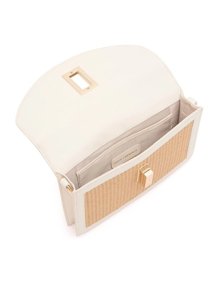 Peggy Raffia Crossbody Bag in Ivory/Tan