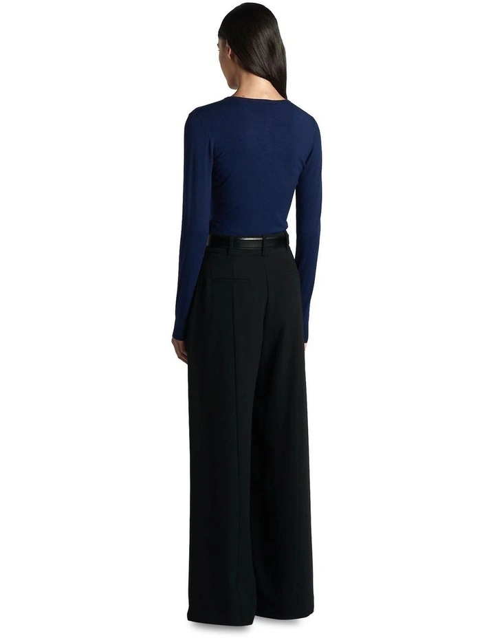 Seam Detail Wide Leg Pant in Black