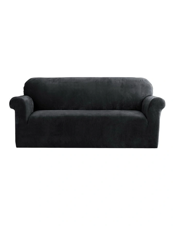 Velvet Sofa Cover in Black