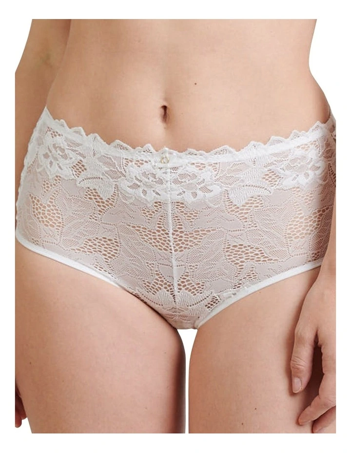 Arum Prima Mid Rise Sheer Stretch Lace Brief in White