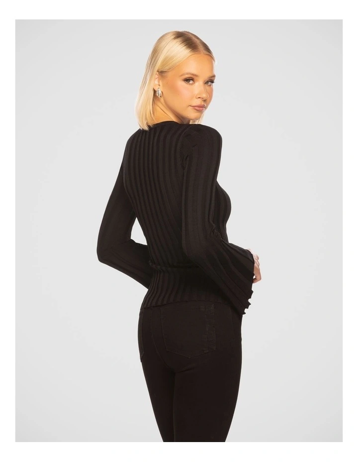 Lulu Long Sleeve Knit Top in Black
