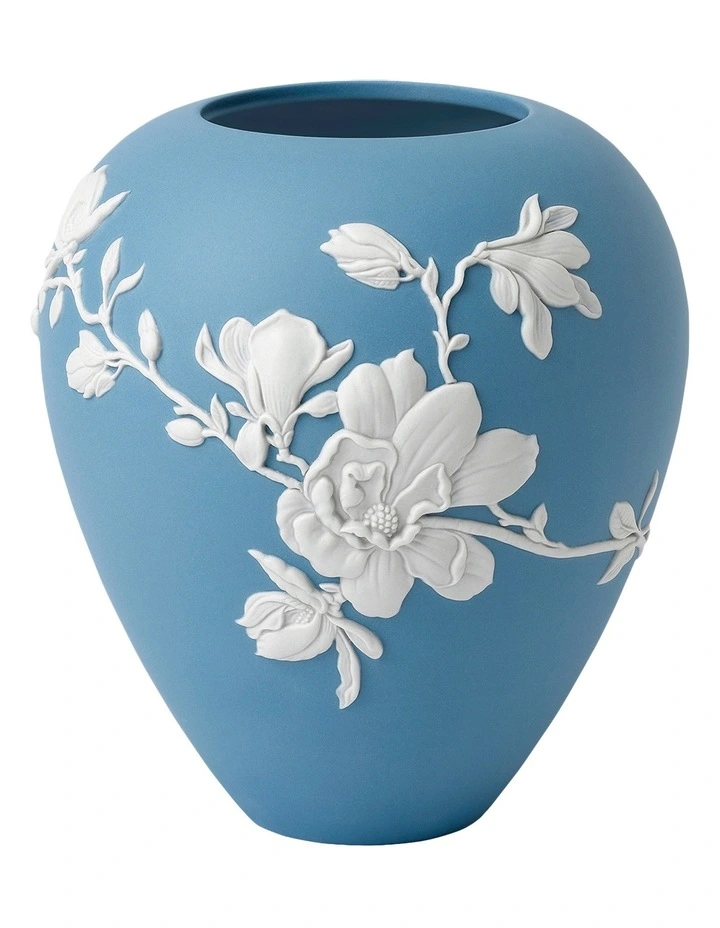 Magnolia Blossom 18cm Large Jasper Vase Pale Blue/White