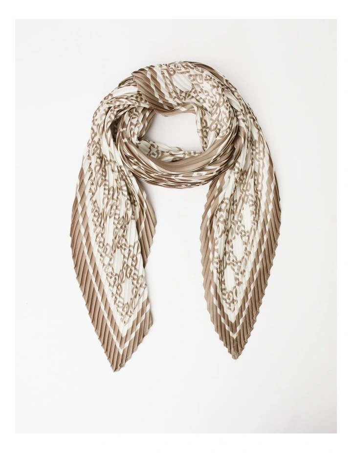 Monogram Print Scarf in Camel
