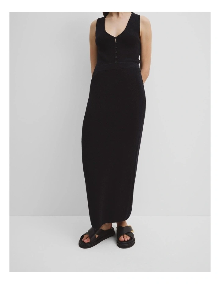 Boucle Knit Midi Skirt in Black