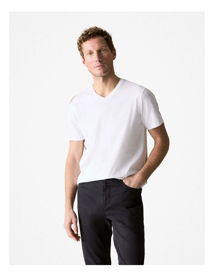 Organic Cotton V Neck T-shirt in White