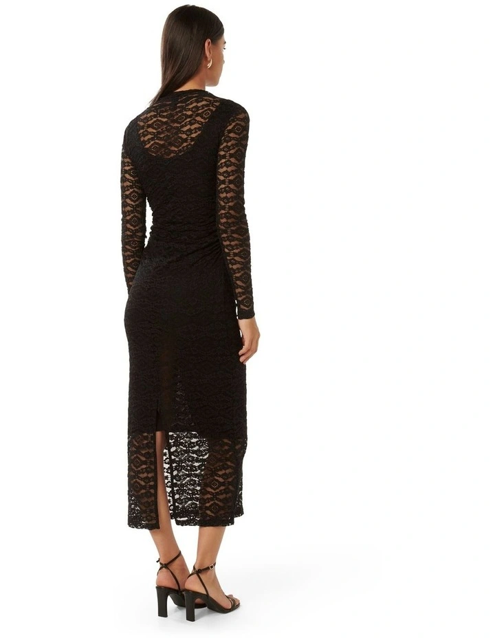 Misty Lace Midi Dress in Black