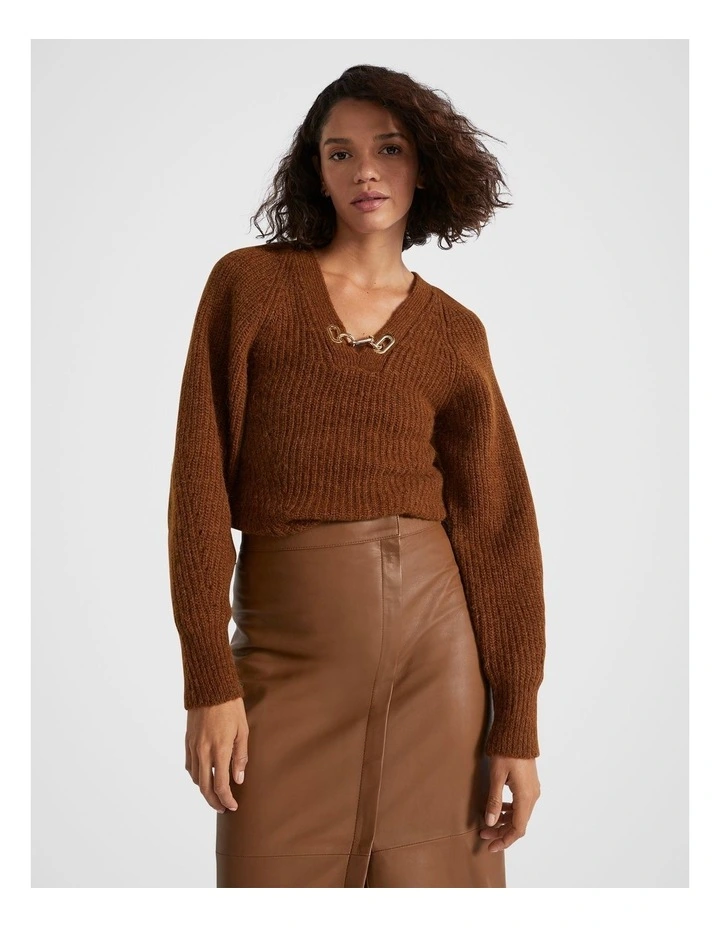 Ring Detail Raglan Knit in Spice Marle
