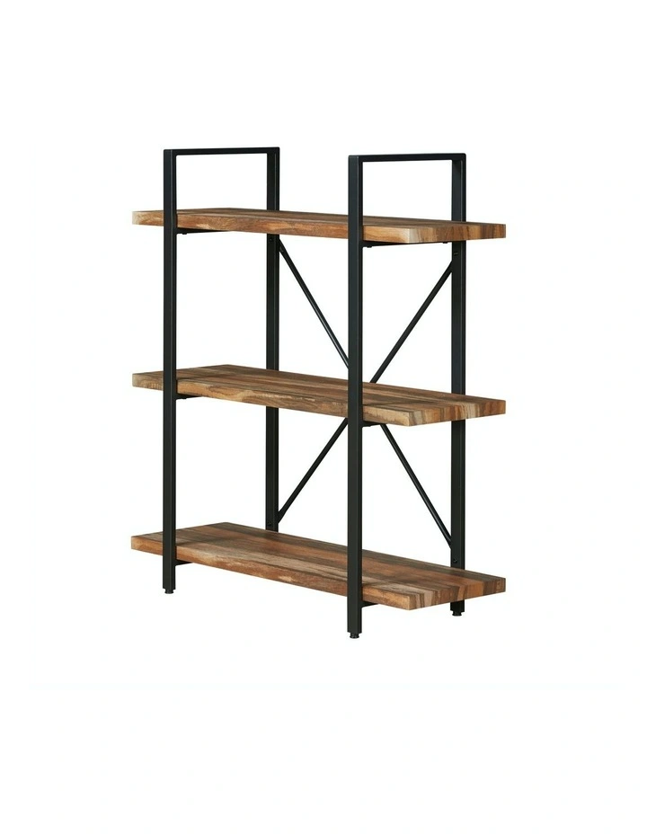 3 Tier Industrial Vintage Wood and Metal Bookcase
