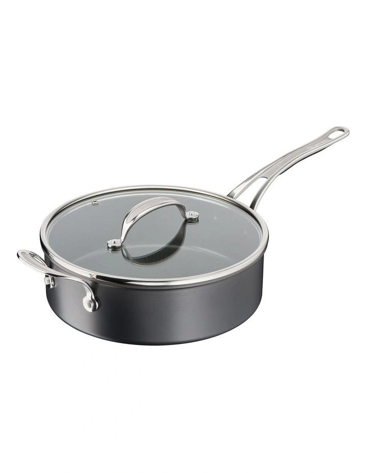 Cooks Classic Hard Anodised Induction Saute Pan with Lid 26cm in Coal Grey