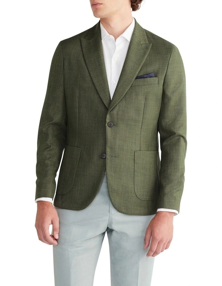 Textured Slub Blazer in Green
