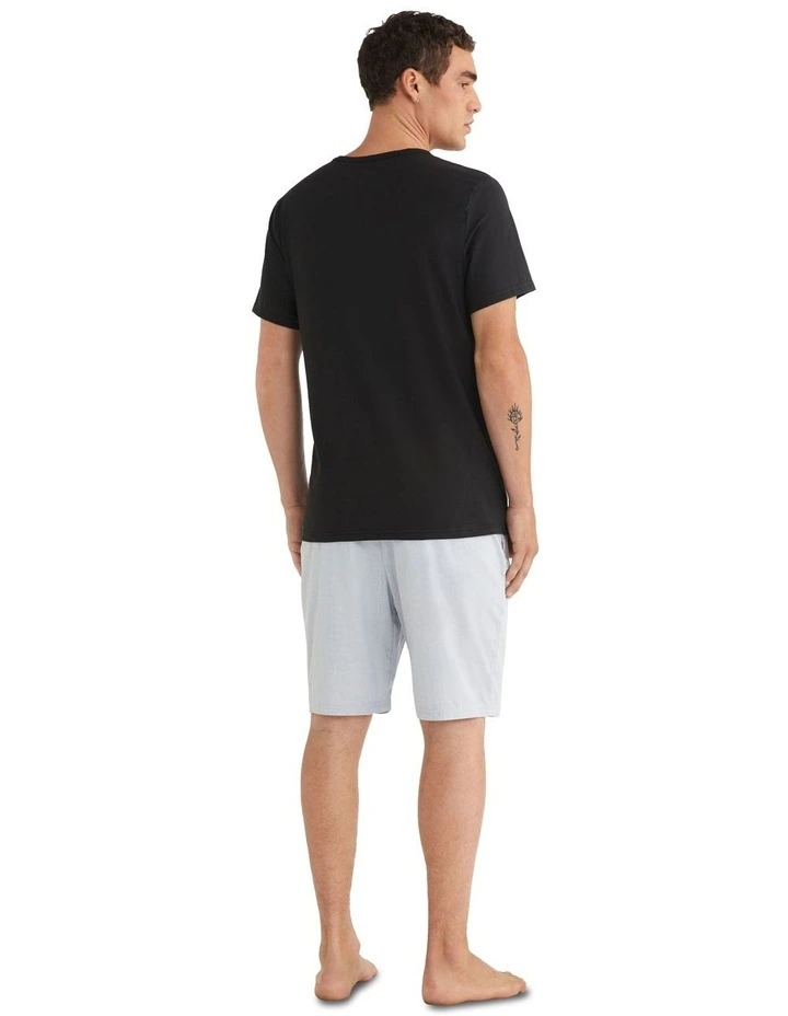 Structure Lounge Short Sleeve Sleep Set in Black Top/ Asphalt