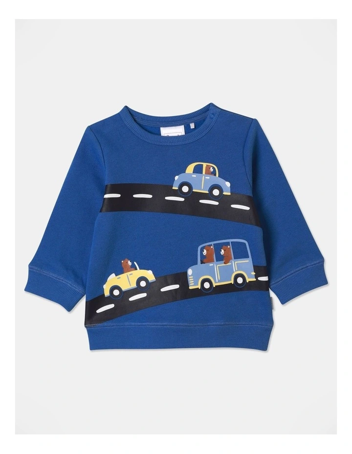 Essential Teddy Driver Sweat Top in Bright Blue
