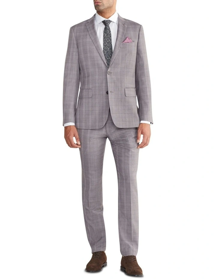 Tailored Glen Check Suit Jacket in Grey