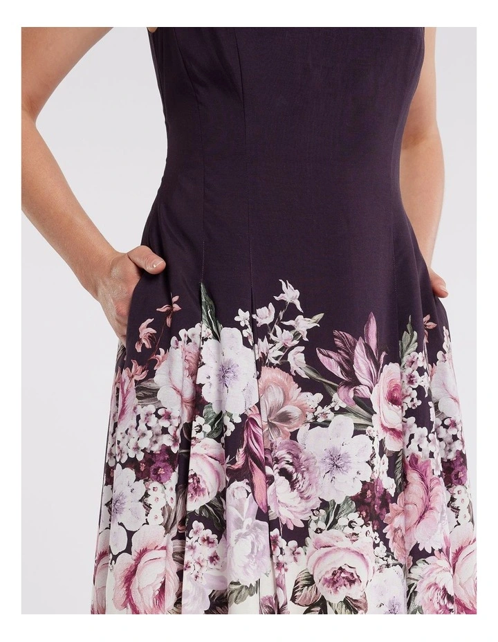 Renaissance Floral Dress in Purple