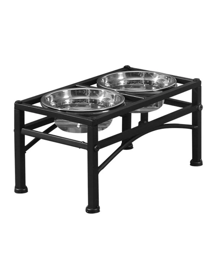 Dual Elevated Pet Bowl Feeder Stand in Silver