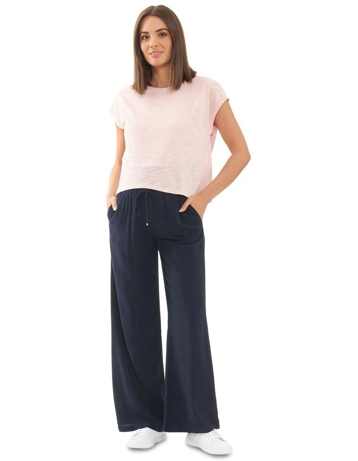 Marlow Shirred Pant in Navy