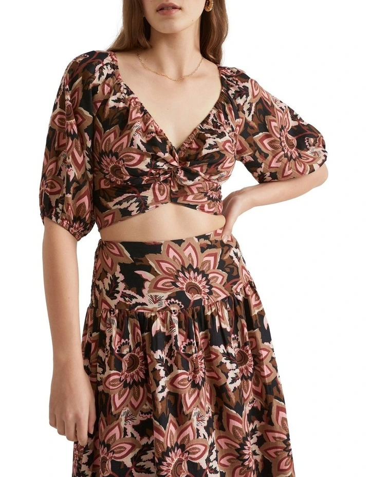 Floral Twist Front Crop Top
