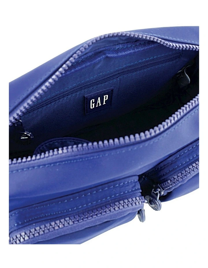 Ladies Nylon Double Pocket Cross-Body in Navy