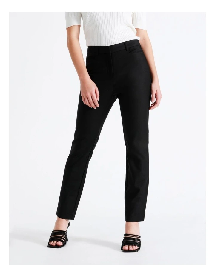 Maya Mid Rise Cropped Organic Blend Cotton Sateen Pants In Black