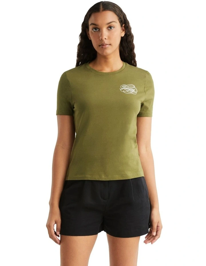 Slim Tommy Script Tee in Green