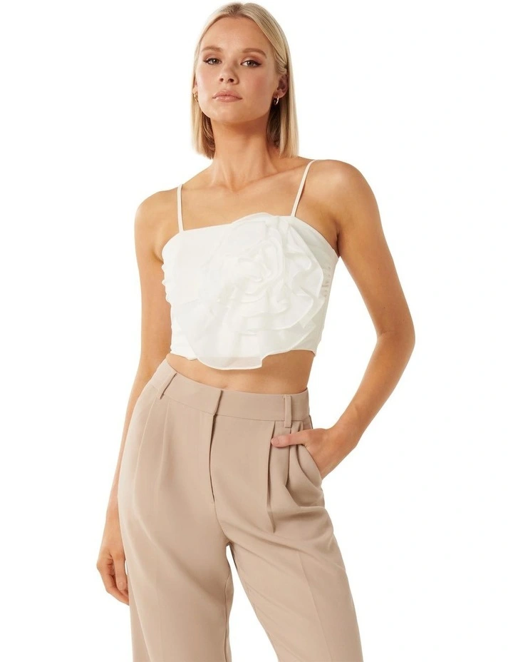 Bailey Rosette Bustier Top in White