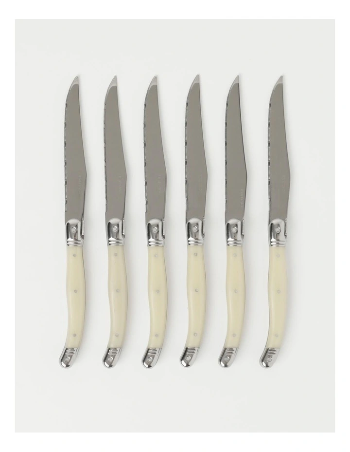 Laguiole Sophistique French 6 Piece Steak Knives in Pearl