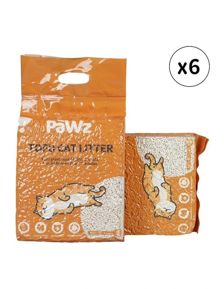 Clumping Flushable Tofu Cat Litter 2.5kg x6 in Natural