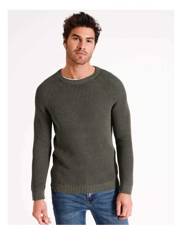 Falcon Fisherman Crew Knit in Forest