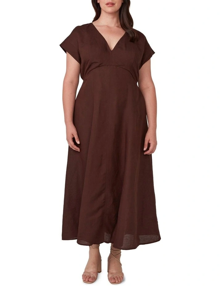 Aubrey V-Neck Dress in Brown