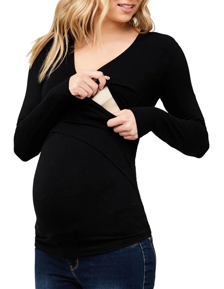 Embrace Long Sleeve Nursing Top in Black