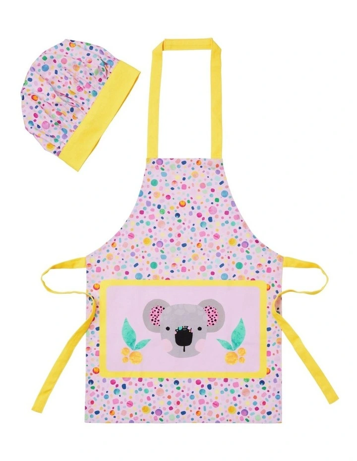 Kasey Rainbow Critters Apron and Hat Set in Pink