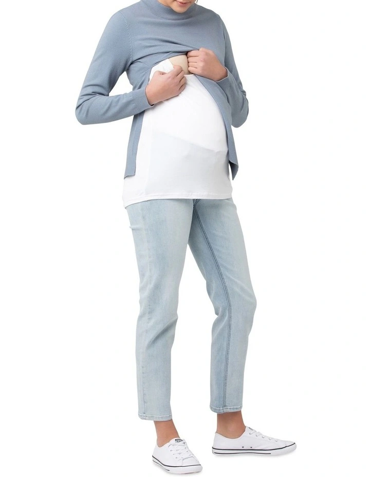 Morgan Side Split Nursing Knit in Petrol