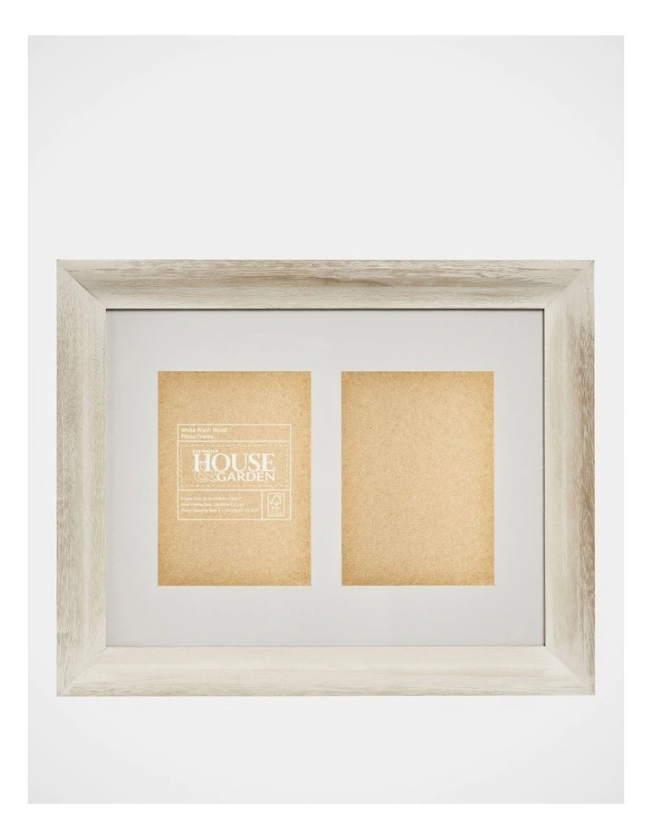 Wood Photo Frame 11x14 Matted to 2x5x7 in White Wash