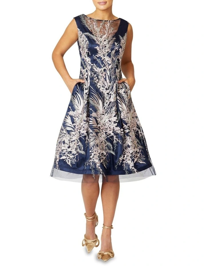 Ophelia A-line Dress in Navy