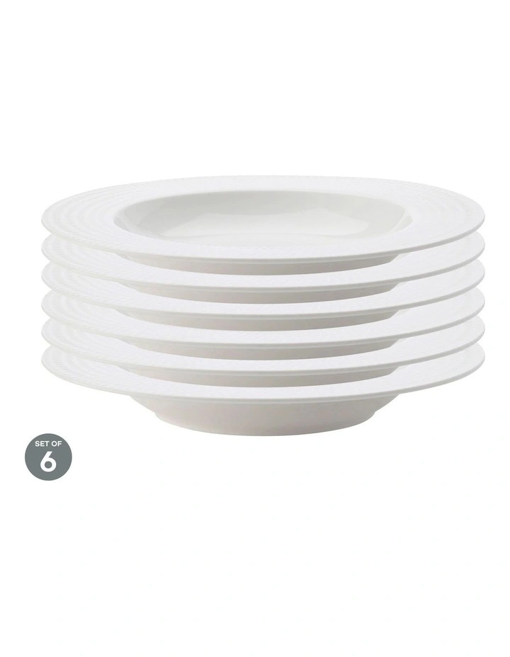 White Basics Diamonds Rim Soup Bowl 22.5cm Set of 6