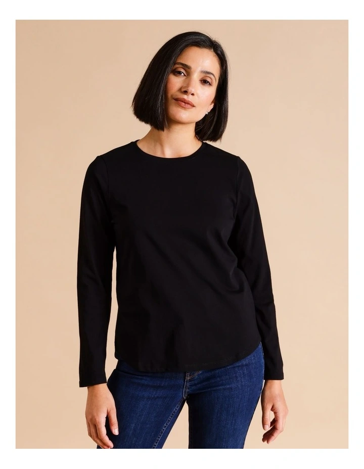 Organic Cotton Wardrobe Staple Long Sleeve Tee In Black