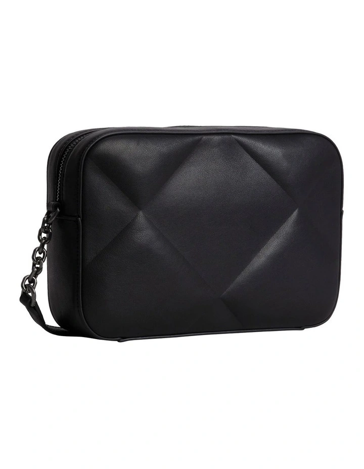 Recycled Quilted Crossbody Bag in Black