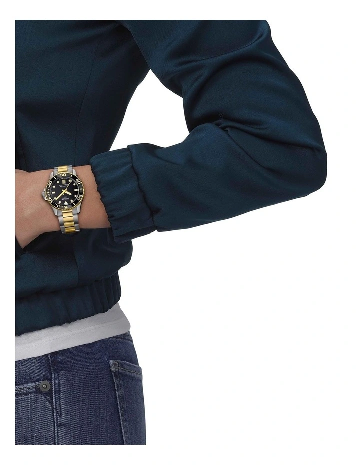 Seastar 1000 36mm T1202102205100 Watch in Black/Yellow Gold