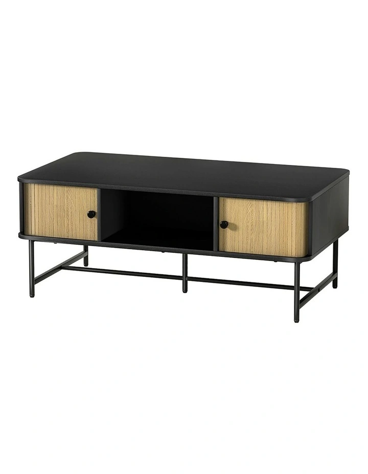 Sliding Drawer Door Coffee Table in Black Boris