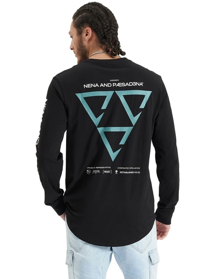 Squared Heavy Cape Back Long Sleeve Tee in Jet Black