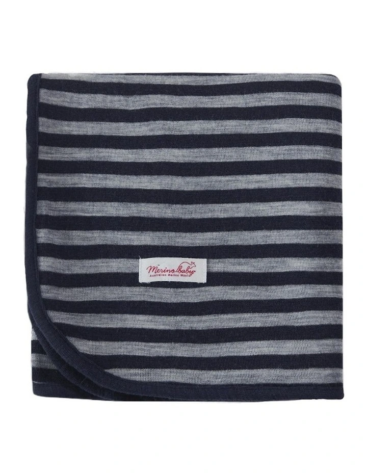 Merino Wrap in Navy Stripe