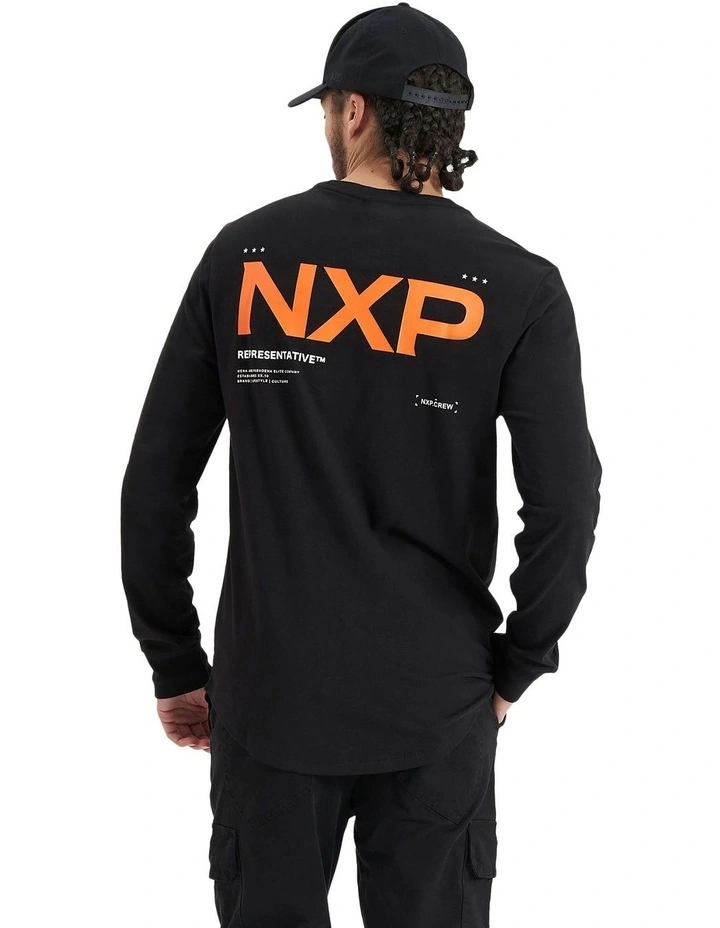 Brevity Heavy Cape Back Long Sleeve Tee in Jet Black