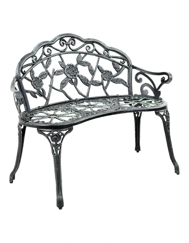 Garden Bench Seat Cast Aluminium Chair Vintage 100cm in Green