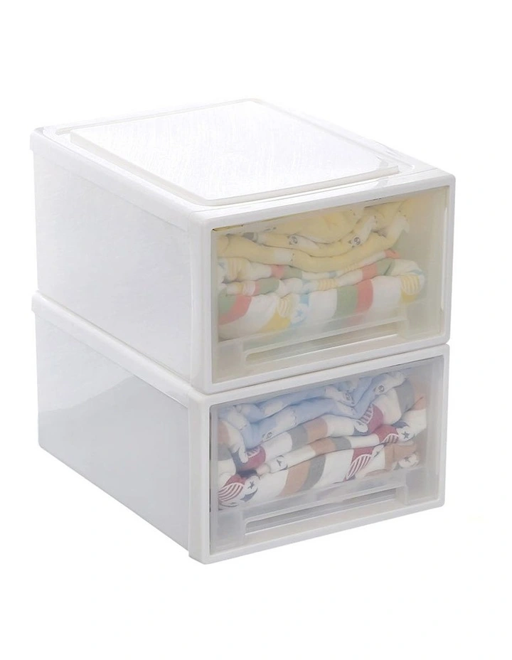 Storage Drawers Containers Box Large Clothes Organiser 2 Pack in White