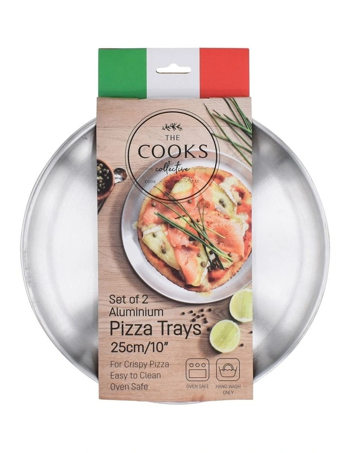 Pizza Tray Pack 25cm/10" Set of 2 in Silver