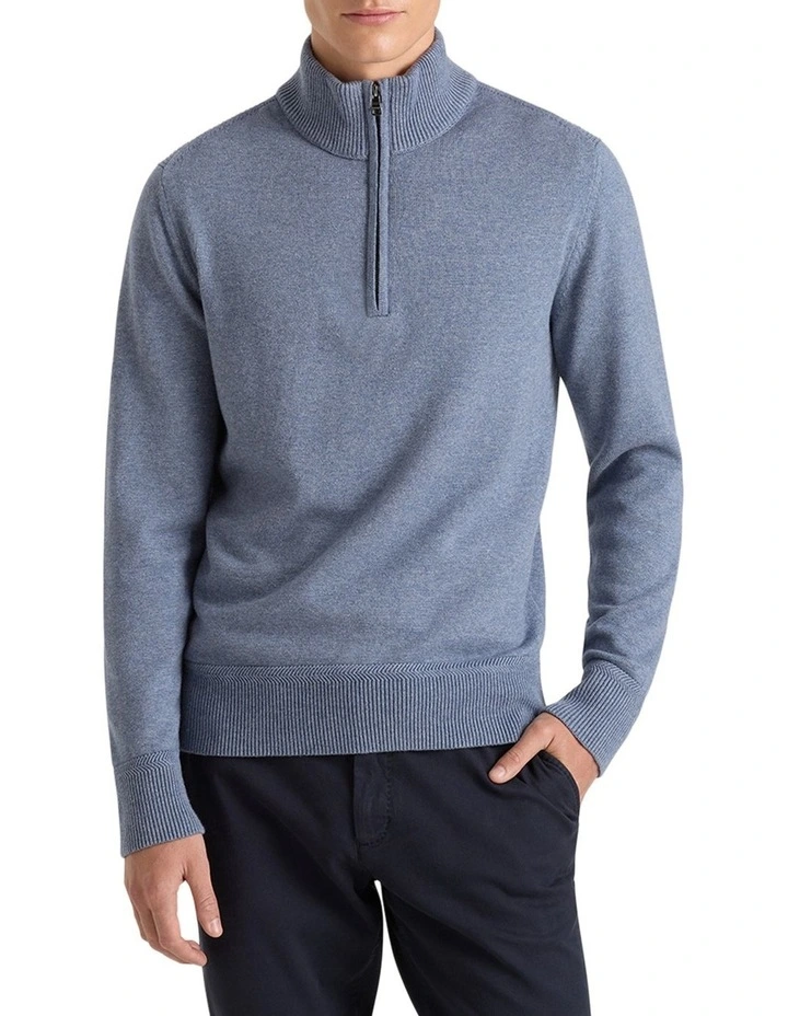 Perry Half-Zip in Faded Denim