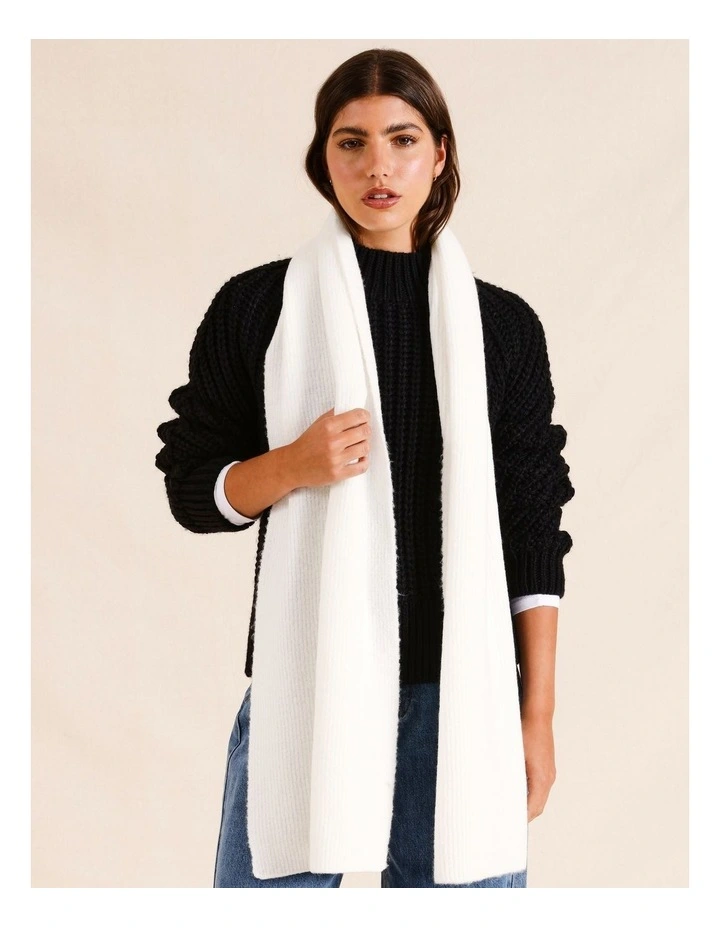 Rib Winter Scarf in White