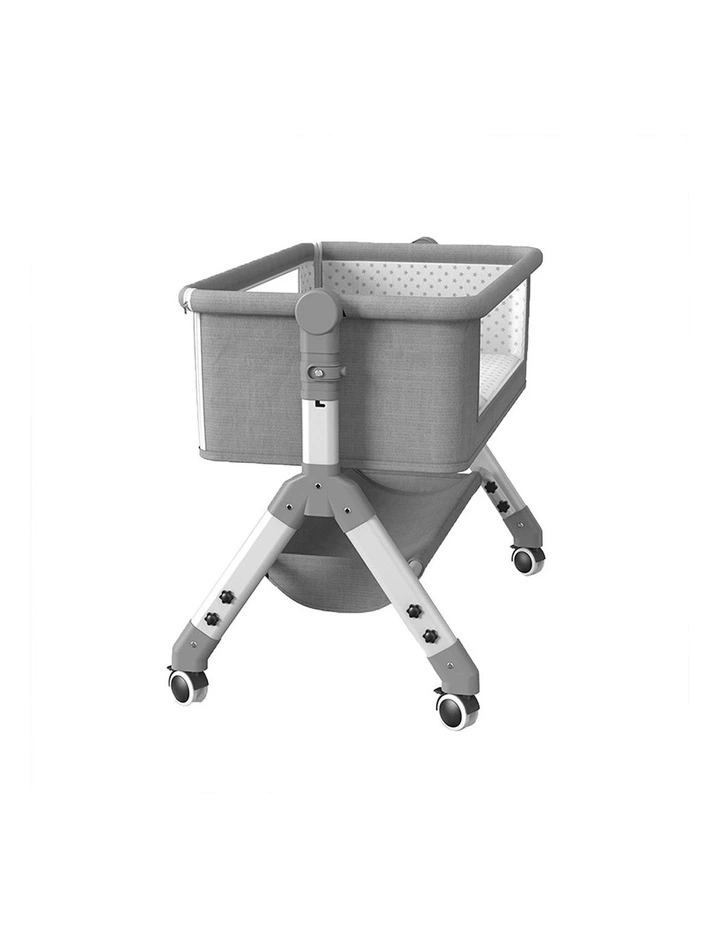 Baby Cot Bed Crib Portable Bassinet Safety Fence Adjustable Beside in Grey