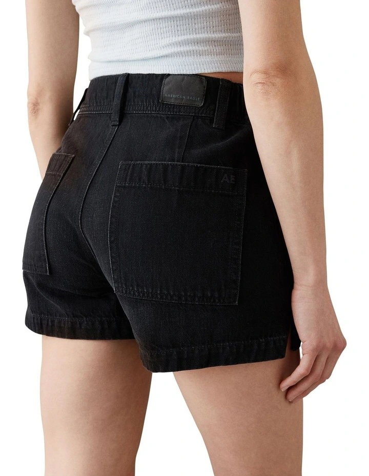 Denim Highest Waist 90s Boyfriend Short in Black